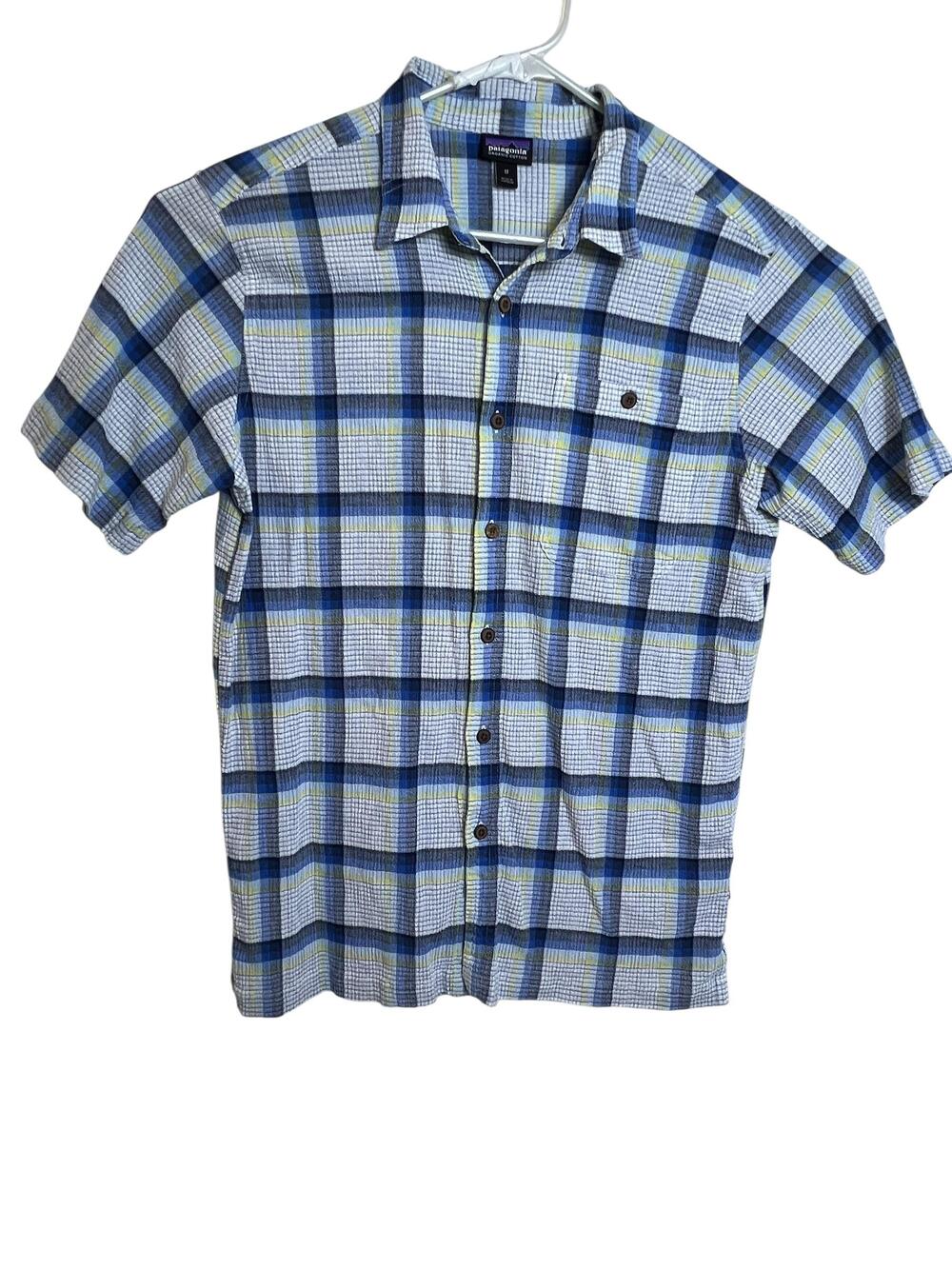 Patagonia Shirt Mens Medium Plaid Button Up Short Sleeve Organic Cotton Casual